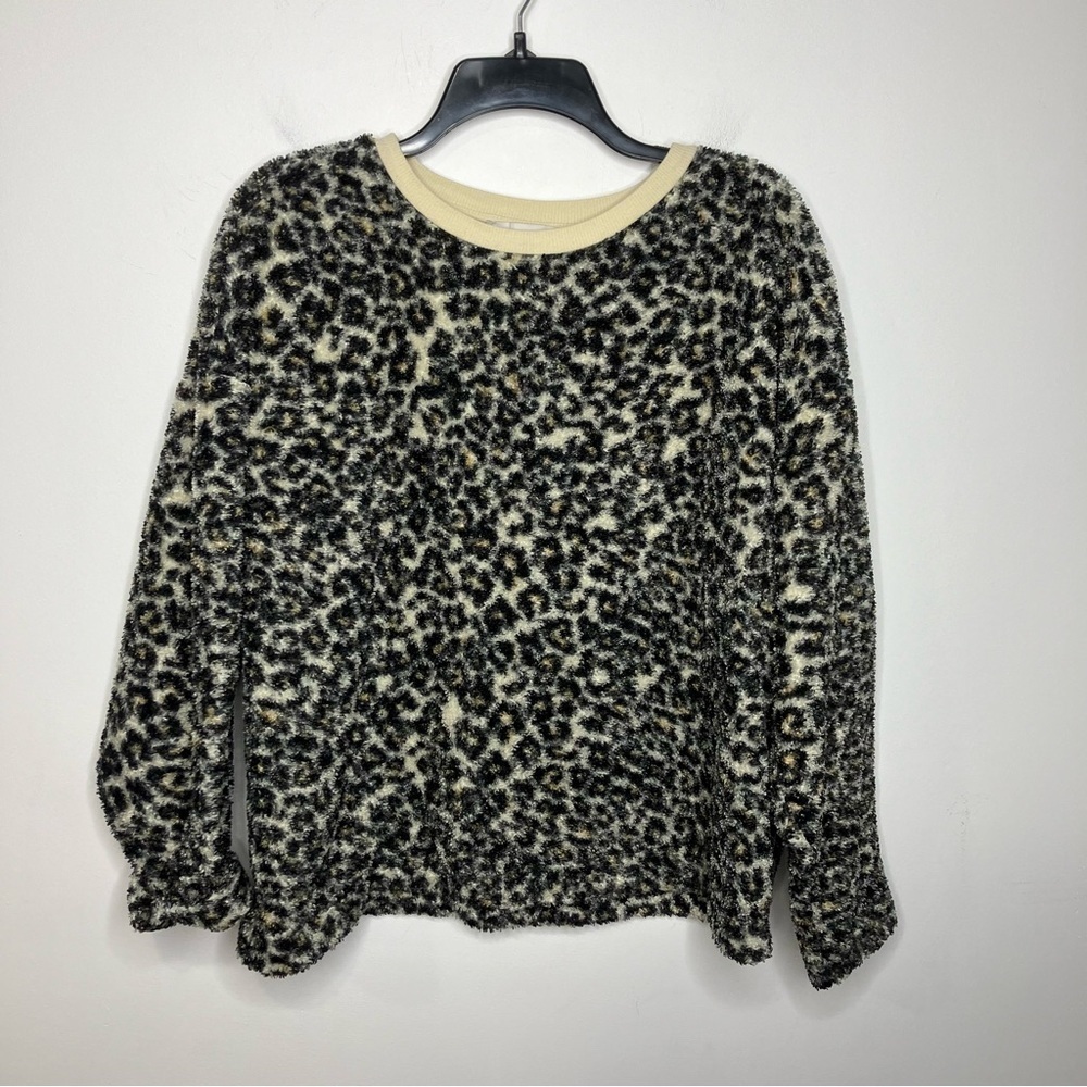 Loft‎ animal print Teddy pullover sweatshirt size XL